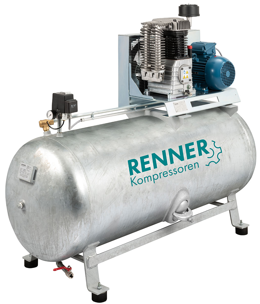Renner RIKO 700/500 - 900/500 stationärer Industrie-Kolbenkompressor 4,0-5,5 kW, 10-15 bar, 500 Liter verzinkt