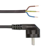 Netzanschlussleitung PVC, 3 - 5m, schwarz, Schutzkontakt-Winkelstecker/offene Leitungsenden, 220-240V AC