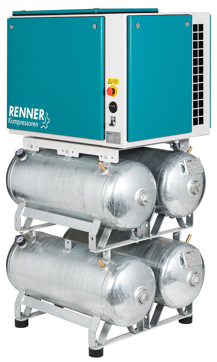 Renner RIKO 700/4x90 S - 960/4x90 S Industriekompressor 4,0-5,5 kW schallgedämmt, 10 bar, 4x90 Liter verzinkt
