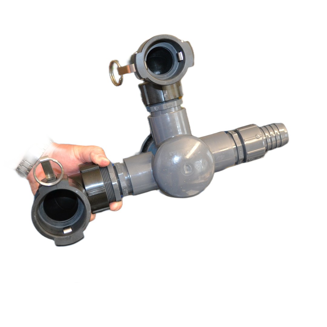 Adapter 1-1/2" Schlauch zu 2" male pipe mit 90° Elbow