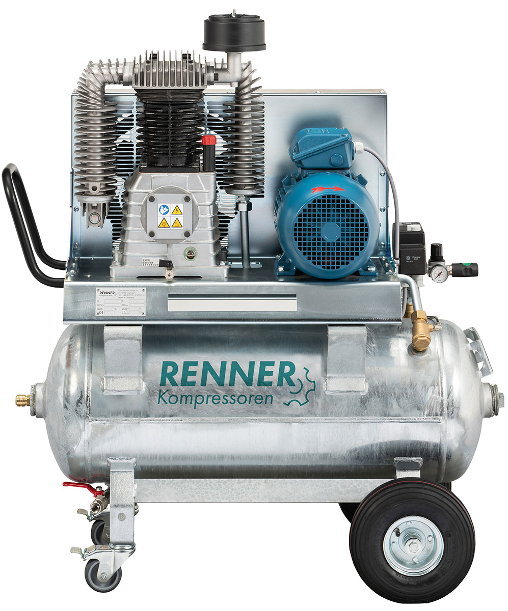 Renner RIKO 700/90 fahrbarer Kompressor 4,0 kW für Handwerk, Industrie und Landwirtschaft, 10 bar, 90 Liter
