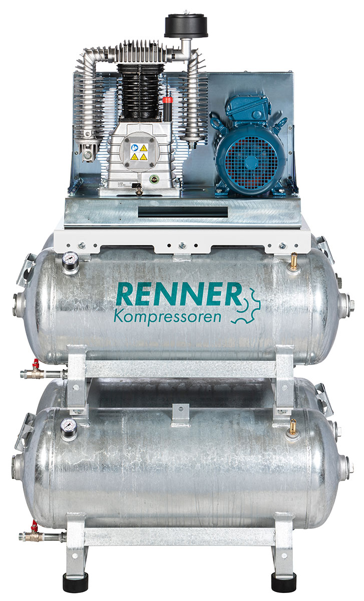 Renner RIKO 700/4x90 - 960/4x90 stationärer Industrie-Kompressor 4,0-5,5 kW, 10 bar, 4x90 Liter verzinkt