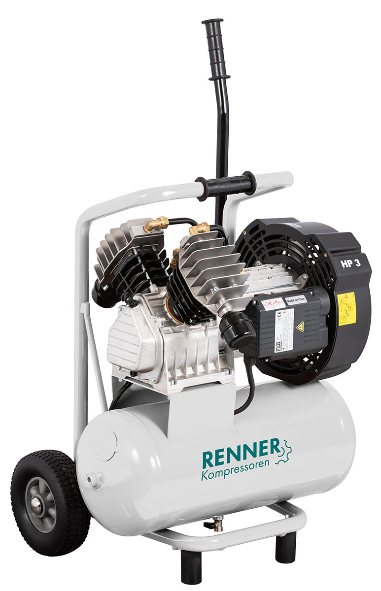 RENNER REKO 350W/24 mobiler Kolbenkompressor für Abwassertechnik, 2,2 kW, bis 10 bar, 24 Liter, mit Druckminderer